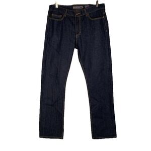 Men's Recycled Blues Denim Jeans Dark Blue  34x32 Slim Embroidered Back Pocket